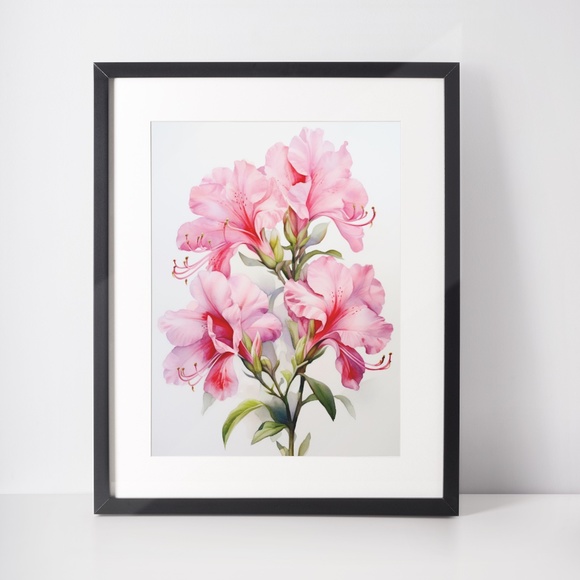 Watercolor Azalea Wall Art Illustration Print Poster Unframed - Picture 3 of 5